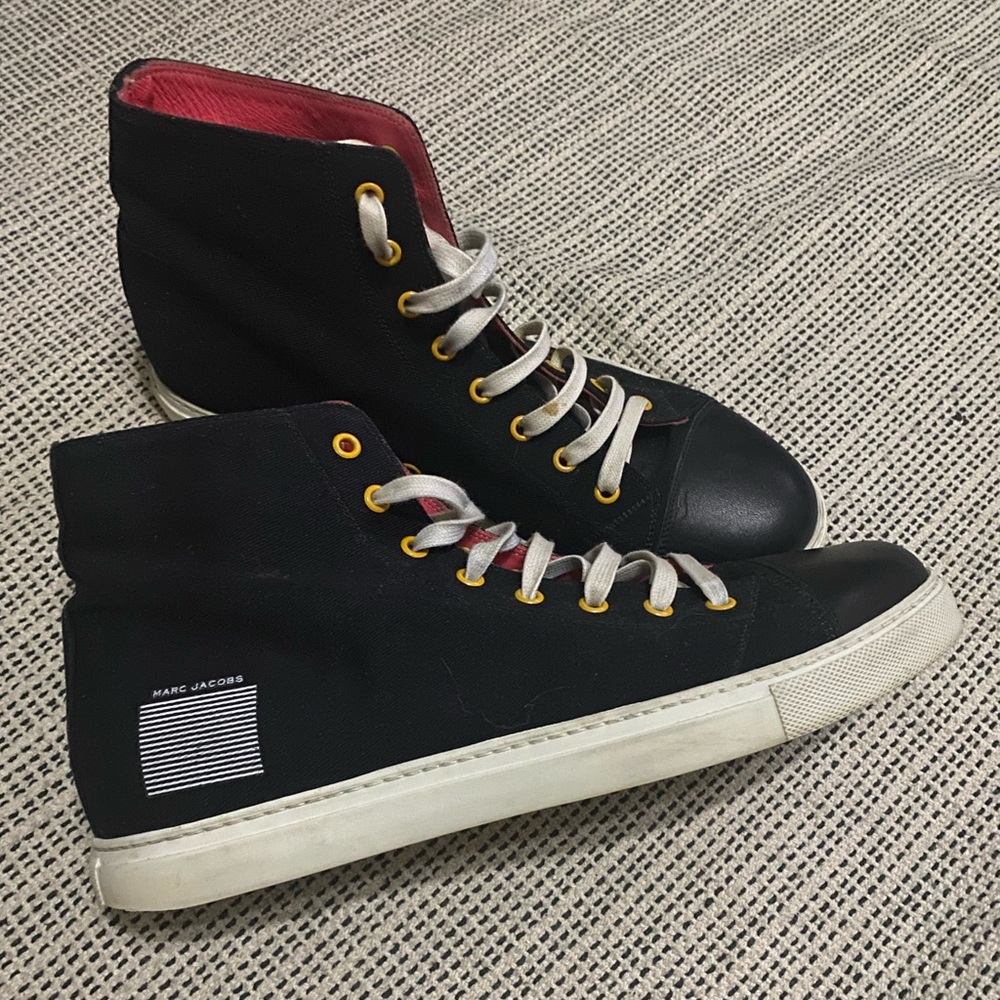 Marc Jacobs Canvas Hightop Sneakers, black, Size 42